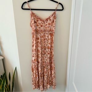 Women’s midi summer dress, XS, AUS size 6, flowy summer dress, coral/peach color